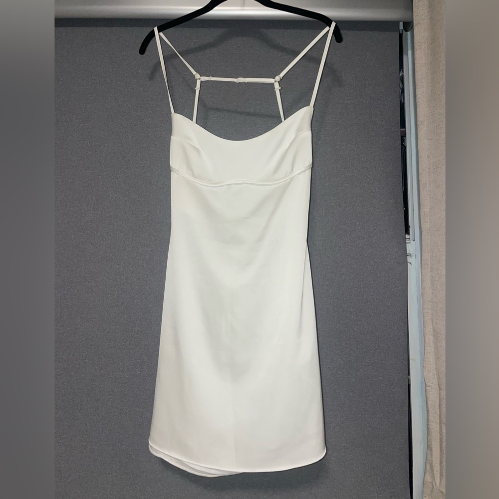 White satin open back dress size S